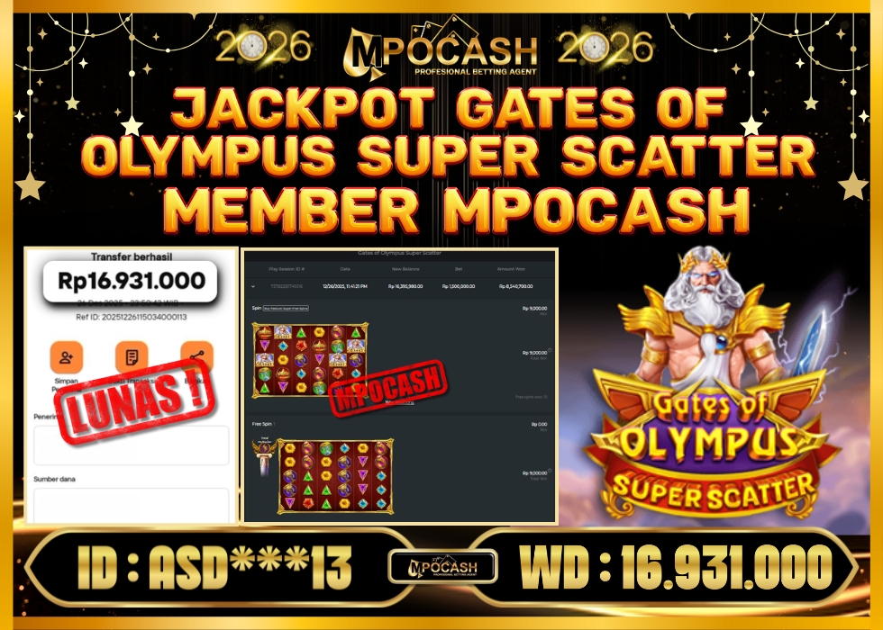 MPOCASH JACKPOT GATES OF OLYMPUS SUPER SCATTER